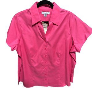 Coldwater Creek NWT women’s size 1X pink short sleeve button front top
